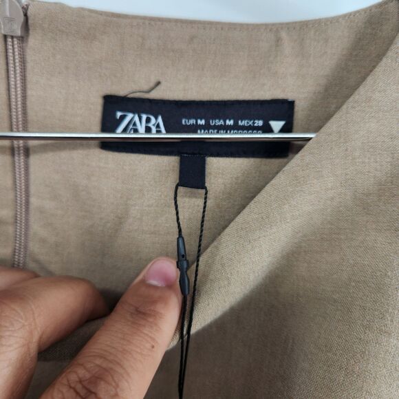 ZARA Women's Medium Tan Sleeveless Skirt Dress NWT - Picture 3 of 7